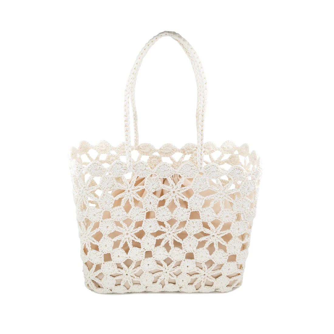 Bohemian Floral Crochet Bag - Off White-240 Bags-BC Handbags-Coastal Bloom Boutique, find the trendiest versions of the popular styles and looks Located in Indialantic, FL