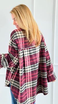 Pretty In Plaid Italian Top-110 Long Sleeve Tops-TATTOO Z-Coastal Bloom Boutique, find the trendiest versions of the popular styles and looks Located in Indialantic, FL