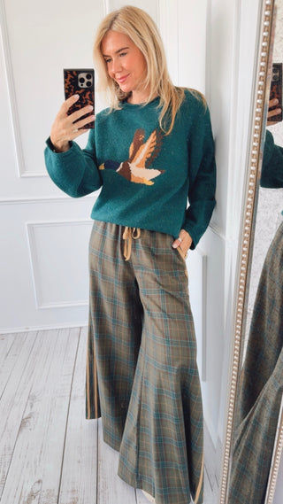 On Track Varsity Plaid Italian Pant- Country Club