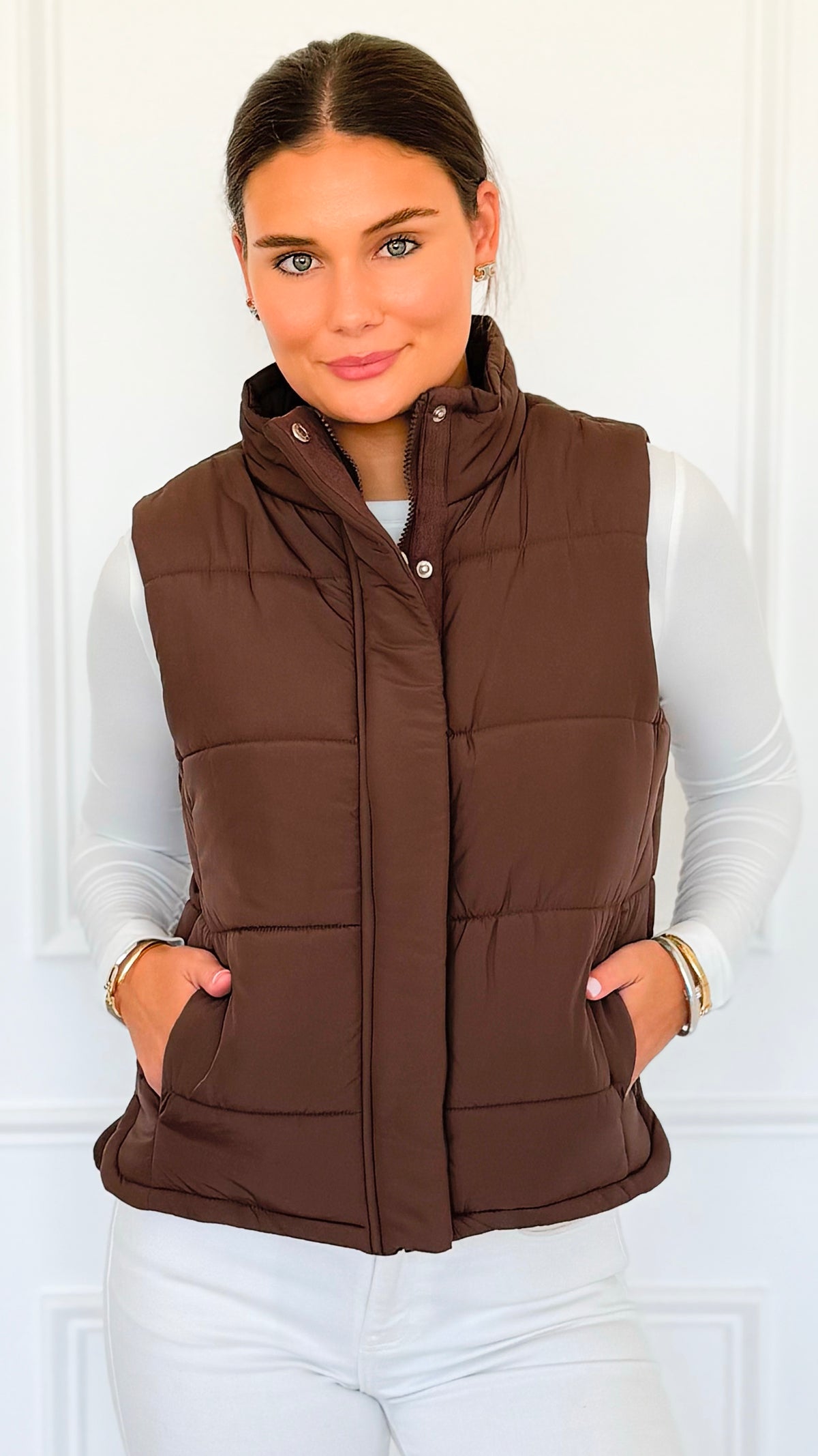 Warm Intentions Zip Puffer Vest - Brown-160 Jackets-Zenana-Coastal Bloom Boutique, find the trendiest versions of the popular styles and looks Located in Indialantic, FL