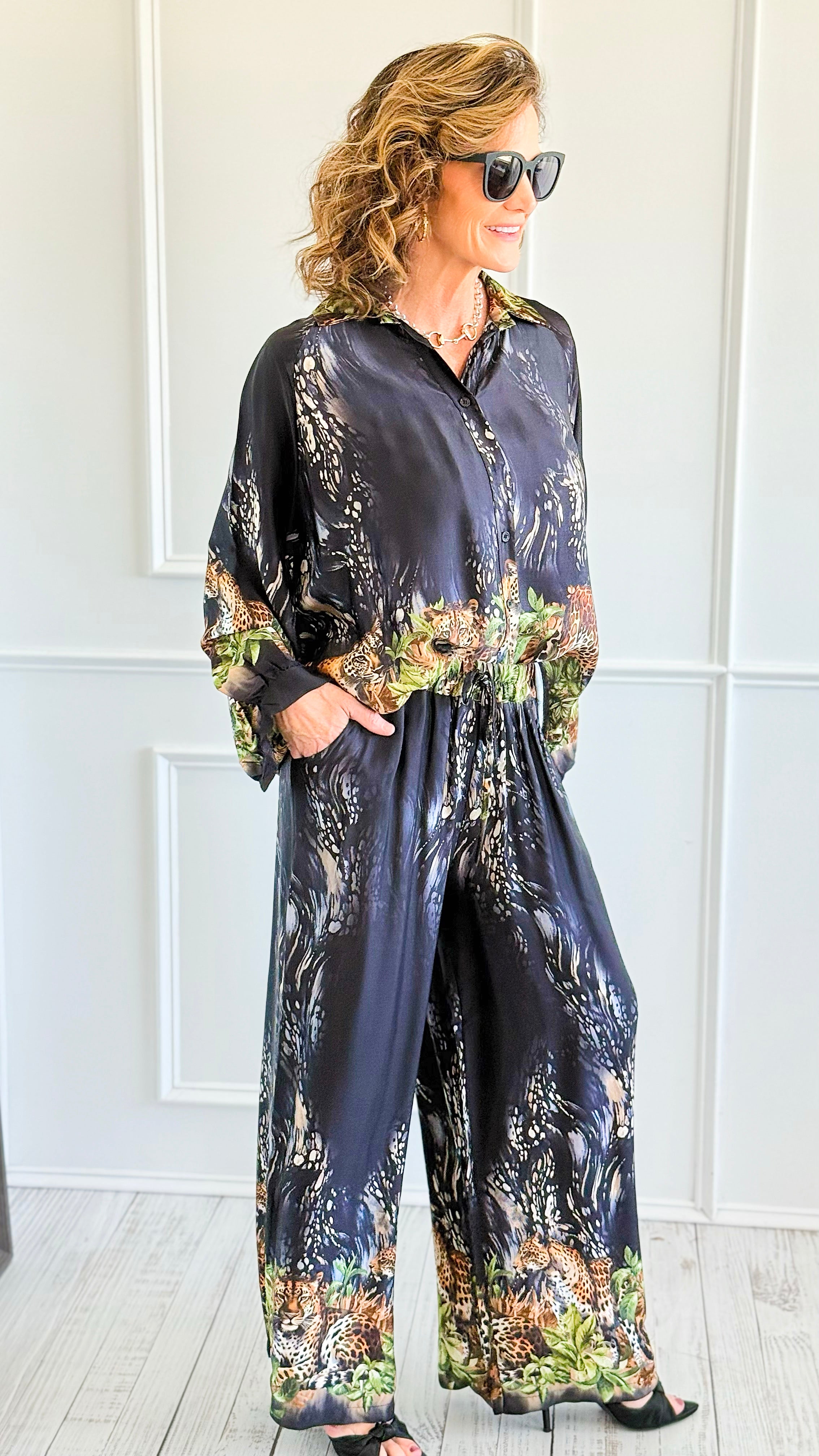 Nocturnal Leopard Italian Set-210 Loungewear/Sets-K2-Coastal Bloom Boutique, find the trendiest versions of the popular styles and looks Located in Indialantic, FL
