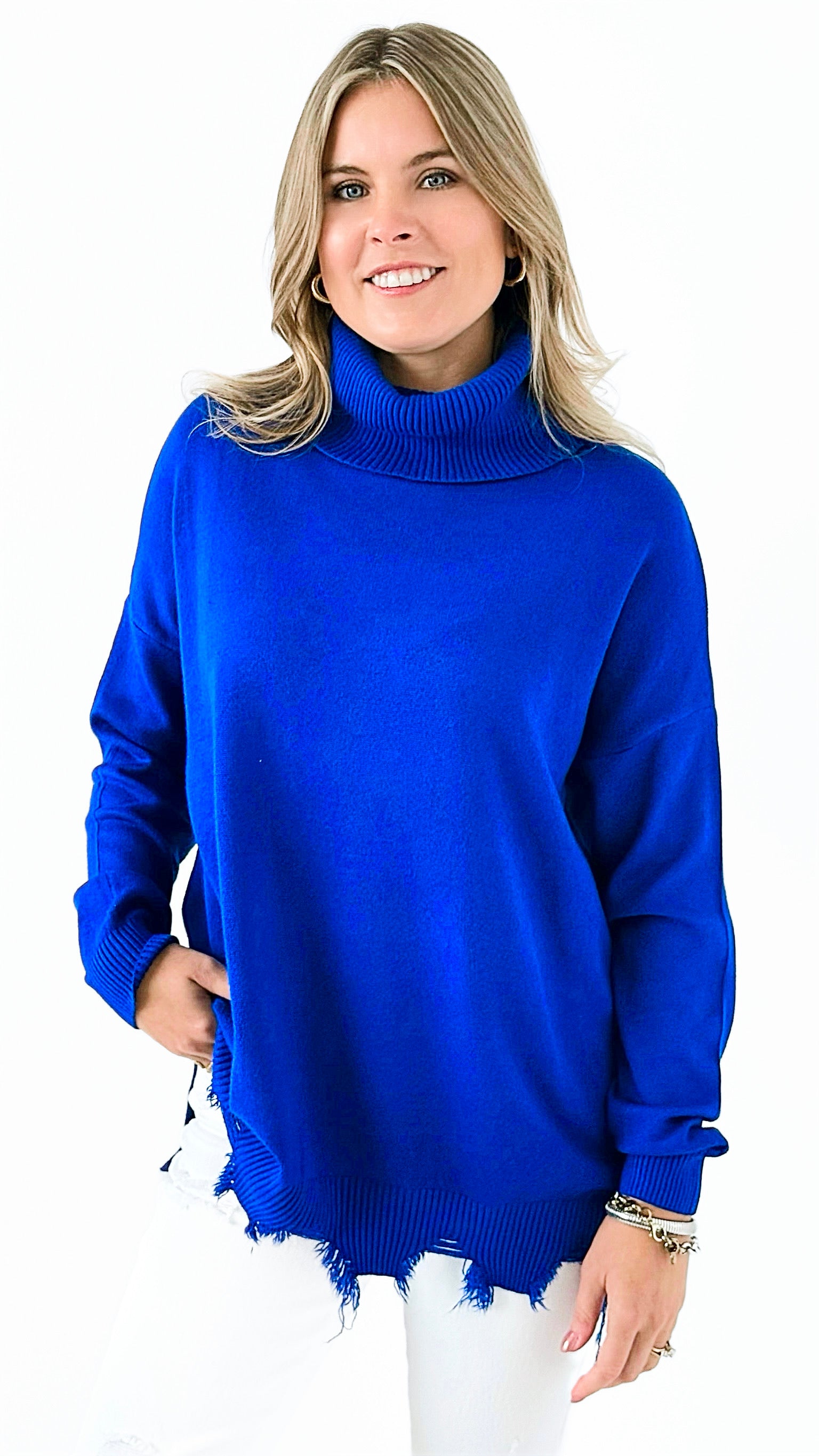 Wild Heart Knit Sweater - Royal Blue-140 Sweaters-VENTI6 OUTLET-Coastal Bloom Boutique, find the trendiest versions of the popular styles and looks Located in Indialantic, FL
