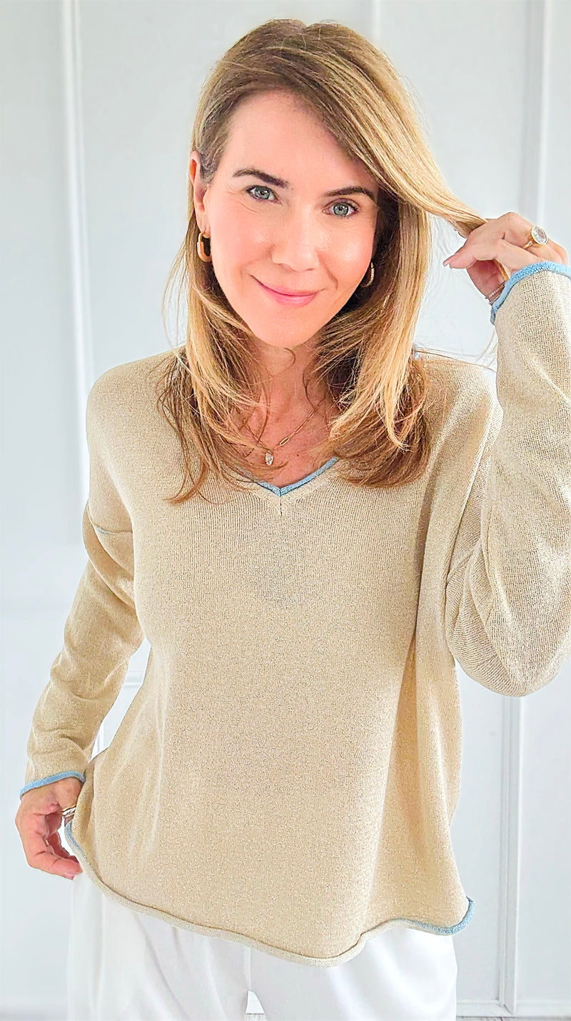 Vibrant Edge Italian Pullover- Sky Blue-110 Long Sleeve Tops-LY PARIS-Coastal Bloom Boutique, find the trendiest versions of the popular styles and looks Located in Indialantic, FL