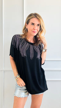 Waves Embellished Teeshirt Top-110 Short Sleeve Tops-NYW-Coastal Bloom Boutique, find the trendiest versions of the popular styles and looks Located in Indialantic, FL