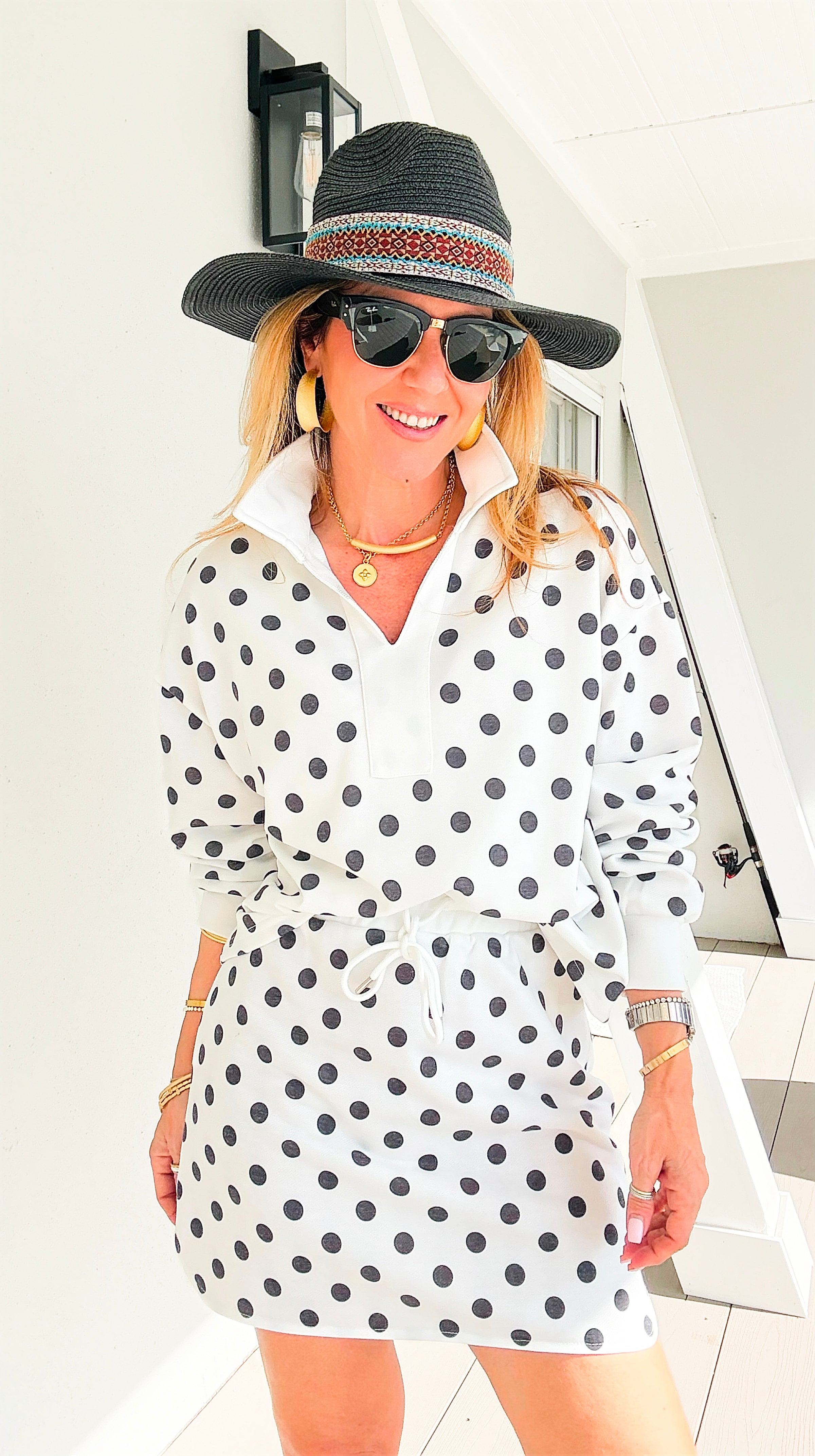 Whimsical Polka Whisper Two-Piece Set - Ivory