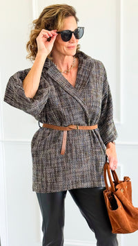 Luxe Belted Italian Jacket-160 Jackets-AZUL MONACO-Coastal Bloom Boutique, find the trendiest versions of the popular styles and looks Located in Indialantic, FL