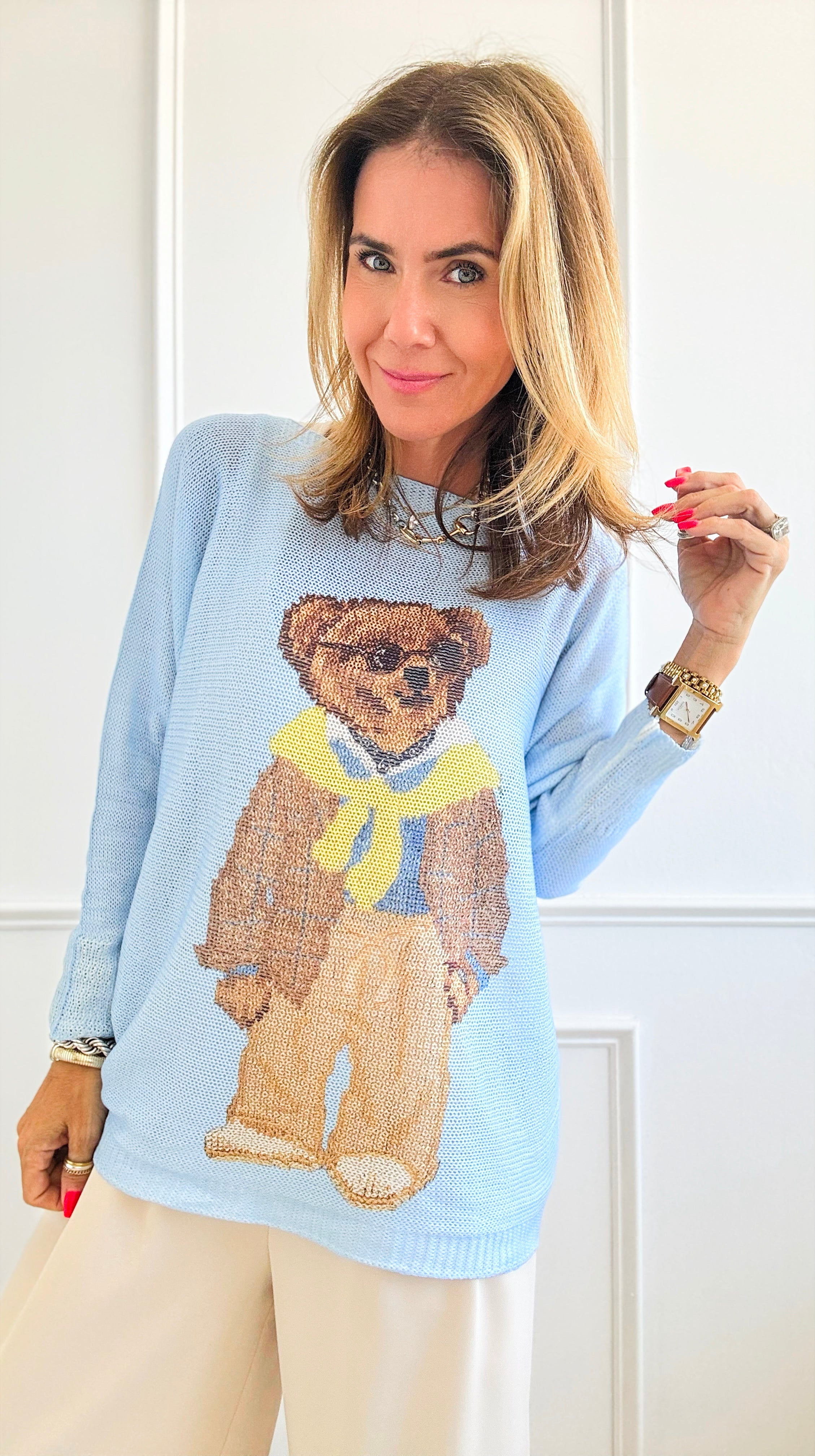 Beary Cool Italian St Tropez Knit-140 Sweaters-Italianissimo-Coastal Bloom Boutique, find the trendiest versions of the popular styles and looks Located in Indialantic, FL