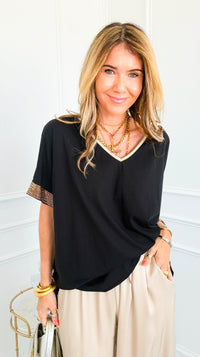 Golden Hour Trim Italian Top- Black