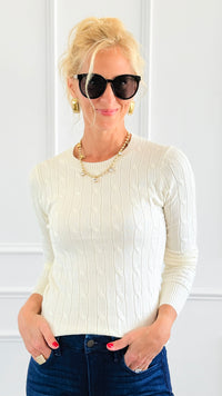 Hailey Knit Pullover Top - Ivory-140 Sweaters-Cielo-Coastal Bloom Boutique, find the trendiest versions of the popular styles and looks Located in Indialantic, FL