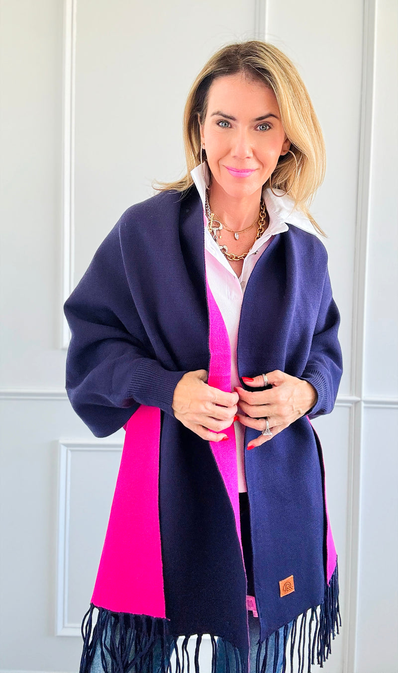 Wind Through My Hair Sweater Shawl - Navy-150 Cardigans/Layers-Original USA-Coastal Bloom Boutique, find the trendiest versions of the popular styles and looks Located in Indialantic, FL