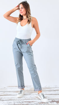 Spring Italian Jogger Pant- Gray-180 Joggers-Italianissimo-Coastal Bloom Boutique, find the trendiest versions of the popular styles and looks Located in Indialantic, FL