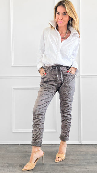 Italian Wish List Jogger- Dark Taupe-180 Joggers-Italianissimo-Coastal Bloom Boutique, find the trendiest versions of the popular styles and looks Located in Indialantic, FL