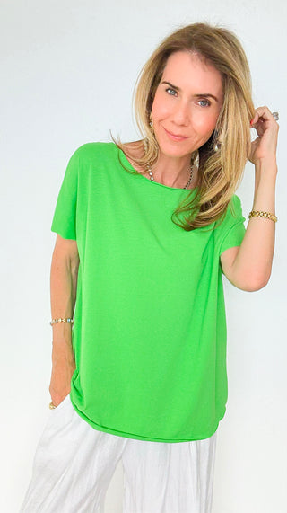 Easy Breezy Italian tee - Neon Green-110 Short Sleeve Tops-Italianissimo-Coastal Bloom Boutique, find the trendiest versions of the popular styles and looks Located in Indialantic, FL