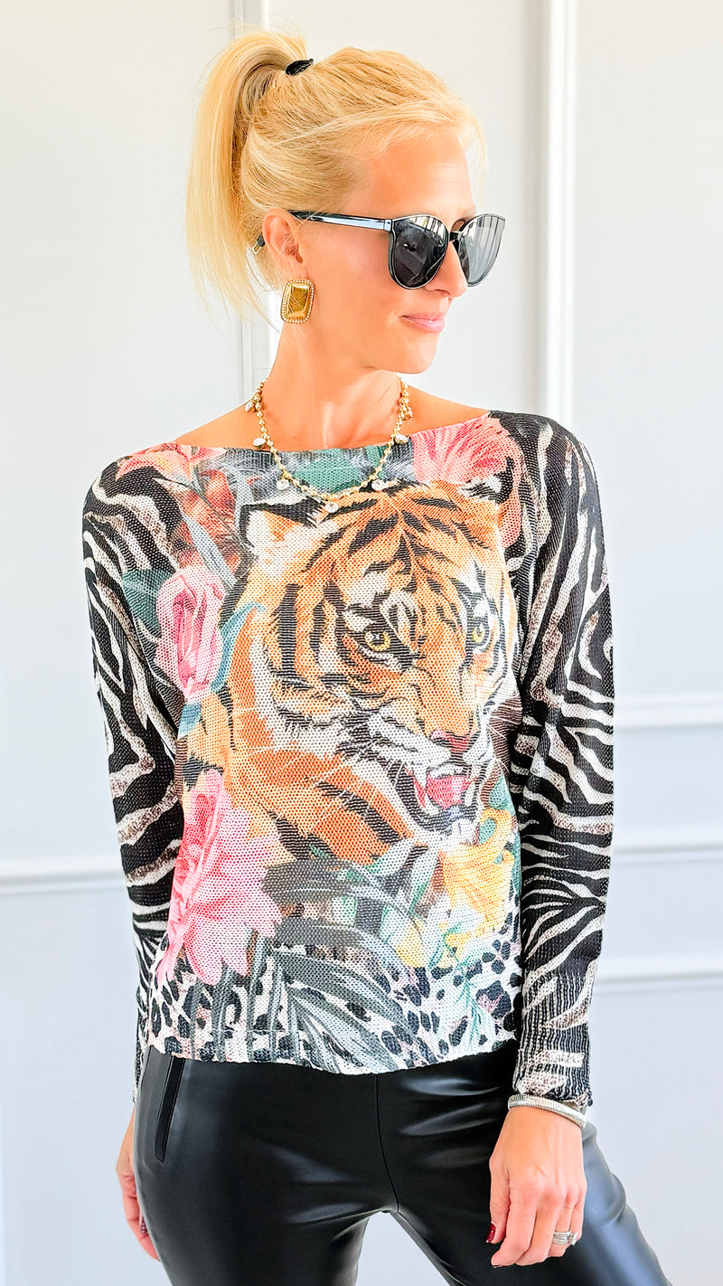 Roar In Bloom Italian St Tropez Sweater-140 Sweaters-SORPRESA-Coastal Bloom Boutique, find the trendiest versions of the popular styles and looks Located in Indialantic, FL
