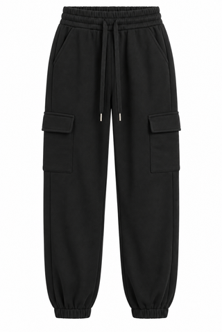 Contrast Trim Jogger Set - Black