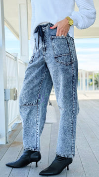 Dreamscape Drawstring Wide Leg Pants-190 Denim-LovLov-Coastal Bloom Boutique, find the trendiest versions of the popular styles and looks Located in Indialantic, FL