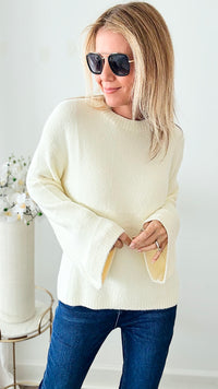 Soft Angora Bell Sleeve Sweater - Cream-140 Sweaters-GIGIO-Coastal Bloom Boutique, find the trendiest versions of the popular styles and looks Located in Indialantic, FL