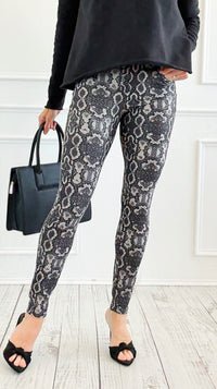 Snakeskin Mirage Slim Fit Jeggings-170 Bottoms/Shorts-YELETE-Coastal Bloom Boutique, find the trendiest versions of the popular styles and looks Located in Indialantic, FL