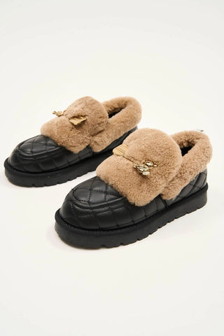 Cozy Wool Platform Mule Loafers