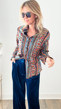 Wild Wild West Sequin Button Up Blouse-130 Long Sleeve Tops-Main Strip-Coastal Bloom Boutique, find the trendiest versions of the popular styles and looks Located in Indialantic, FL