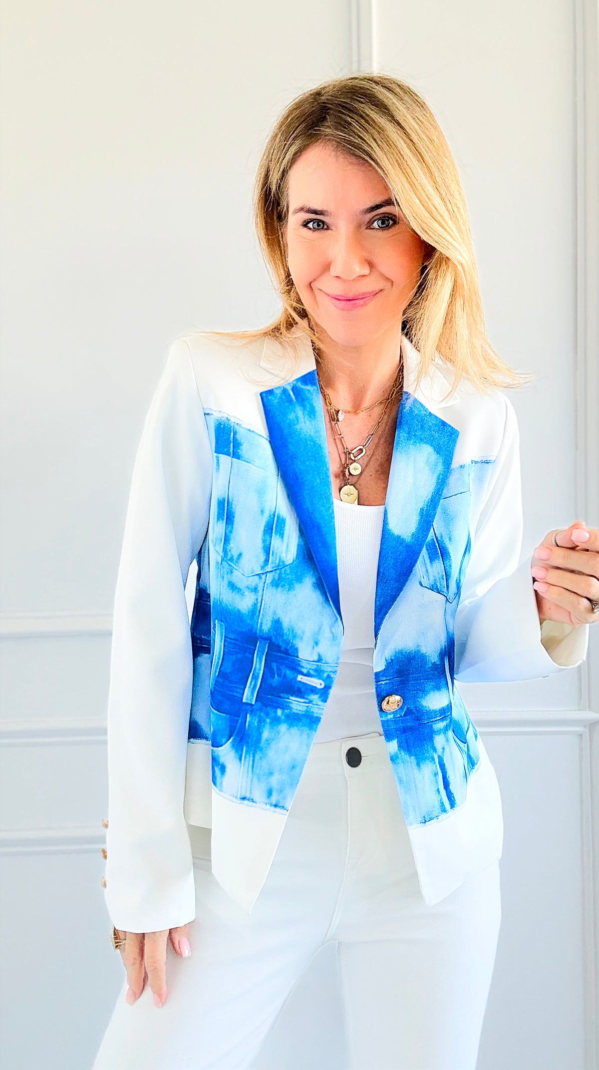 Coastal Canvas Statement Blazer-160 Jackets-JJ'S FAIRYLAND-Coastal Bloom Boutique, find the trendiest versions of the popular styles and looks Located in Indialantic, FL