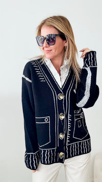 Real Deal Graffiti Cardigan - Black-150 Cardigan Layers-Chasing Bandits-Coastal Bloom Boutique, find the trendiest versions of the popular styles and looks Located in Indialantic, FL