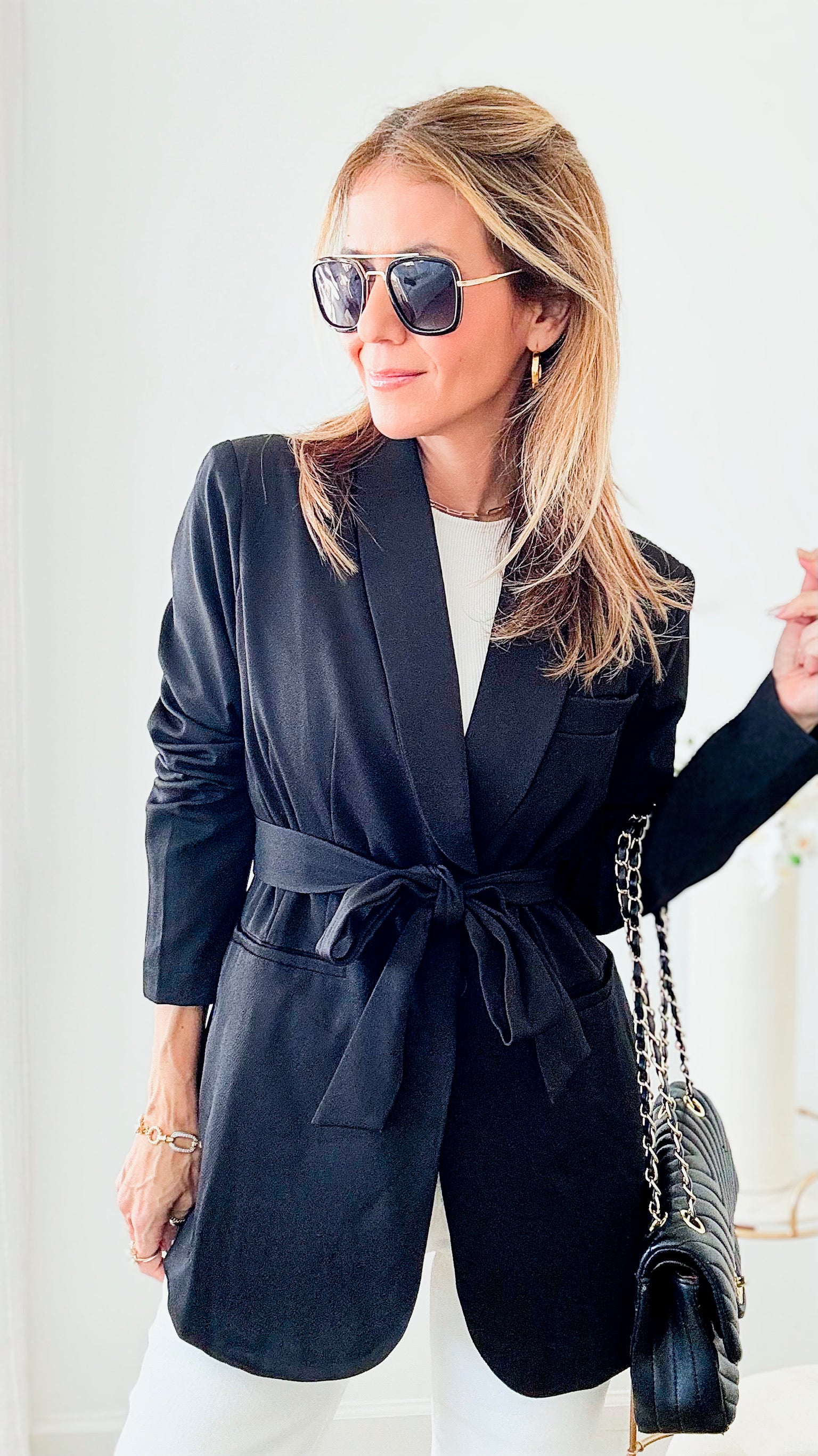 Personal Record Belted Blazer - Black-160 Jackets-HYFVE-Coastal Bloom Boutique, find the trendiest versions of the popular styles and looks Located in Indialantic, FL