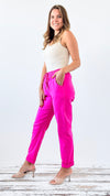 Spring Italian Jogger Pant - Fuchsia-180 Joggers-Italianissimo-Coastal Bloom Boutique, find the trendiest versions of the popular styles and looks Located in Indialantic, FL