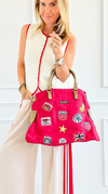 Patch Perfect Italian Tote Bag- Red-240 Bags-DEDA SRL-Coastal Bloom Boutique, find the trendiest versions of the popular styles and looks Located in Indialantic, FL