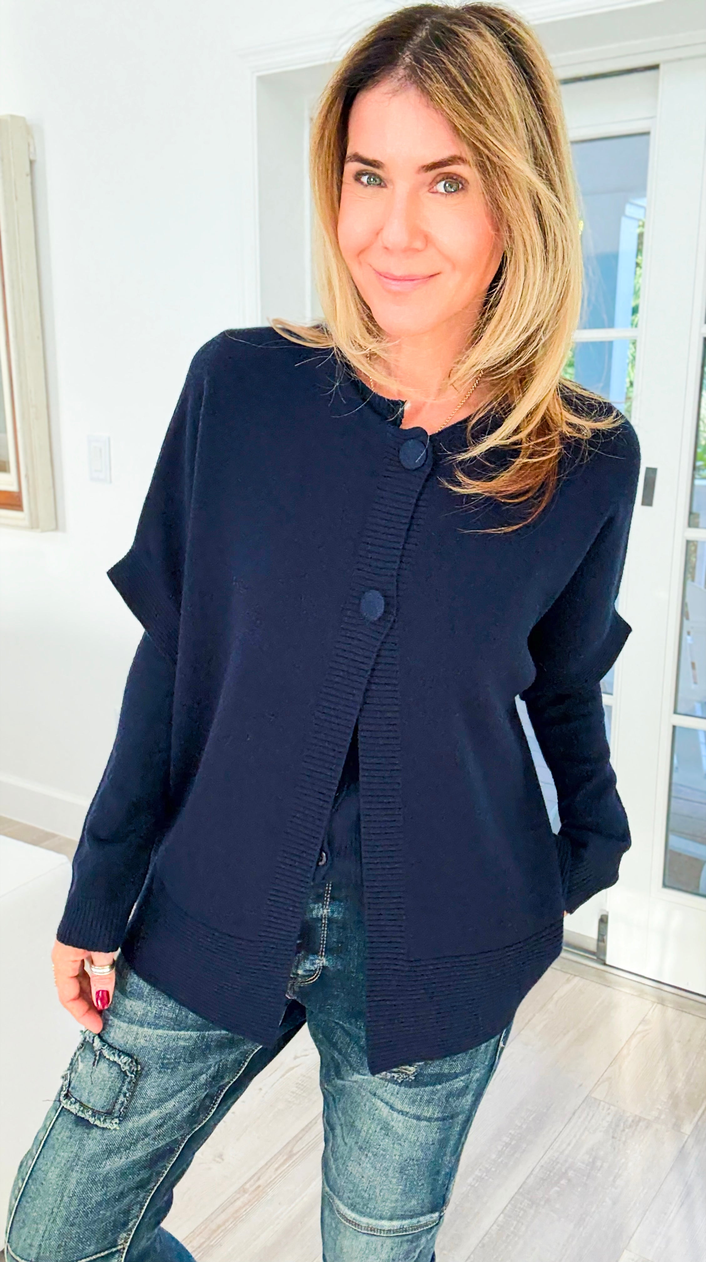 Plush Edit Italian Cardigan- Navy