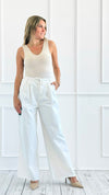 Wide-Leg Drawstring Cotton Pants-170 Bottoms-HYFVE-Coastal Bloom Boutique, find the trendiest versions of the popular styles and looks Located in Indialantic, FL