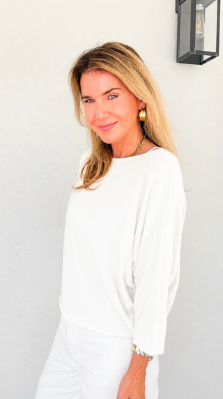 Easy Like Sunday Italian Knit Top- White