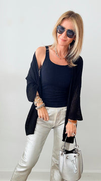August Italian Cardigan - Black-150 Cardigans/Layers-Germany-Coastal Bloom Boutique, find the trendiest versions of the popular styles and looks Located in Indialantic, FL
