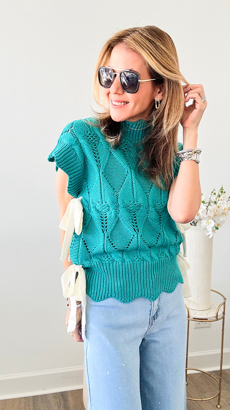 Trendy Tie Sweater Vest - Rosemary Green-160 Jackets-&MERCI-Coastal Bloom Boutique, find the trendiest versions of the popular styles and looks Located in Indialantic, FL