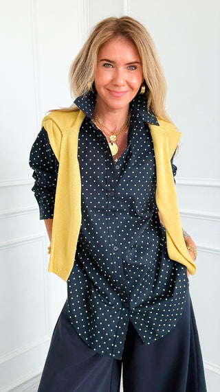 Polka Dot Button-Up Top