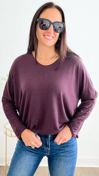 Italian Knit Pullover - Plum-140 Sweaters-Italianissimo-Coastal Bloom Boutique, find the trendiest versions of the popular styles and looks Located in Indialantic, FL