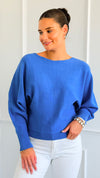 Sunday Muse Dolman Knit Sweater - Cobalt Blue-140 Sweaters-she + sky-Coastal Bloom Boutique, find the trendiest versions of the popular styles and looks Located in Indialantic, FL