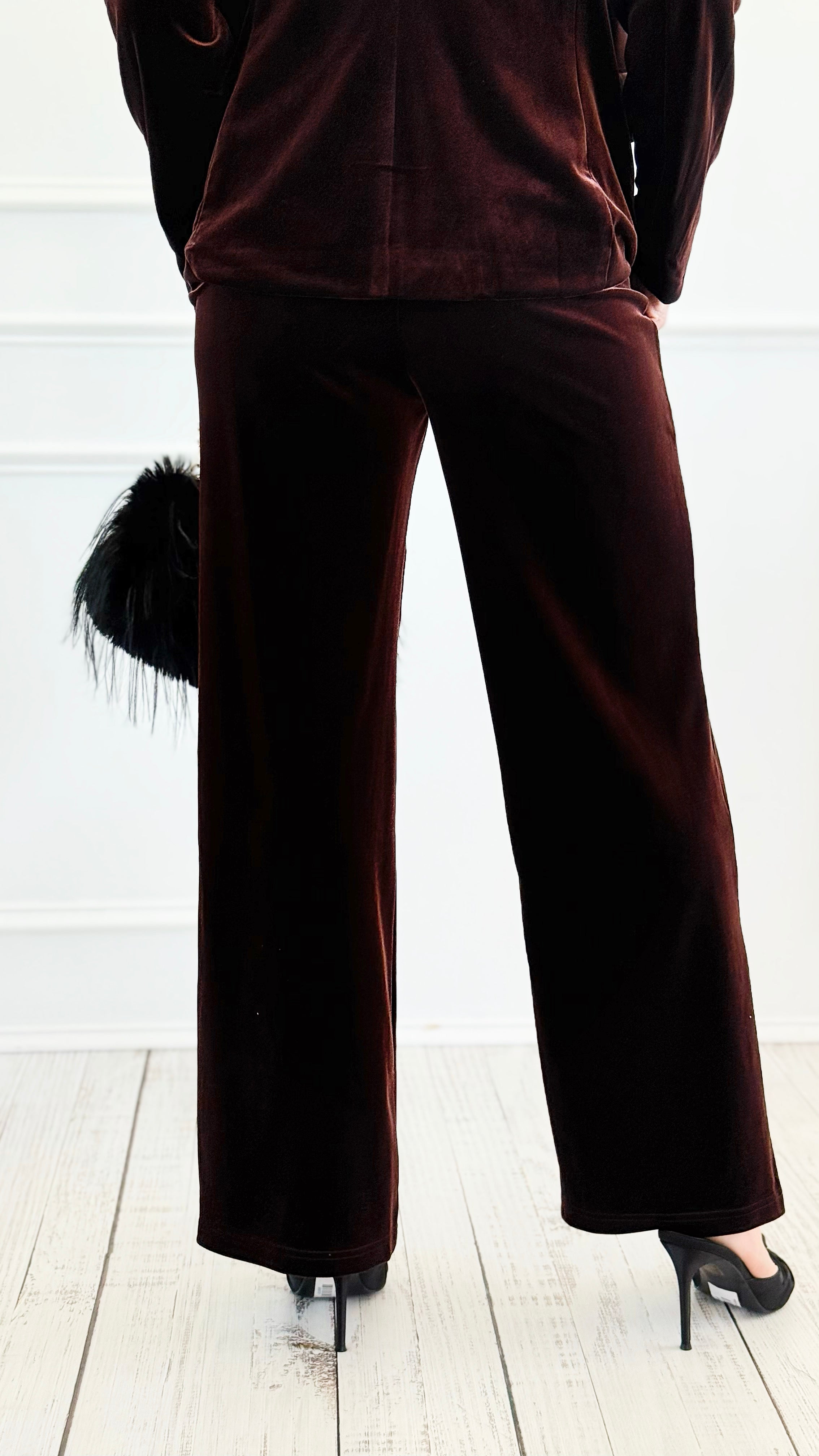 Smooth Sailing Velvet Pants - Brown-170 Bottoms-Must Have-Coastal Bloom Boutique, find the trendiest versions of the popular styles and looks Located in Indialantic, FL