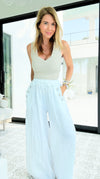 DAMAGED- Ease Embellished Linen Italian Relaxed Pant- White-100 Pants-TATTOO Z-Coastal Bloom Boutique, find the trendiest versions of the popular styles and looks Located in Indialantic, FL
