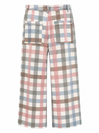 Plaid Wide Leg Pants - Smokey Multi