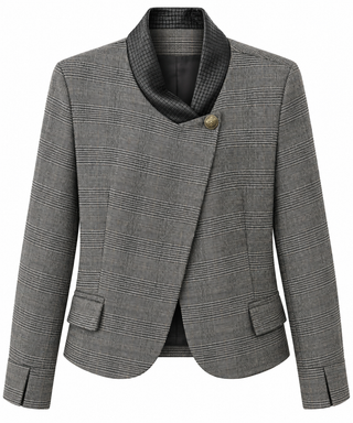 Polished Plaid Collar Italian Jacket