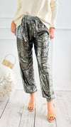 Stardust Sequin Pants - Sage-100 Pants-Rousseau-Coastal Bloom Boutique, find the trendiest versions of the popular styles and looks Located in Indialantic, FL