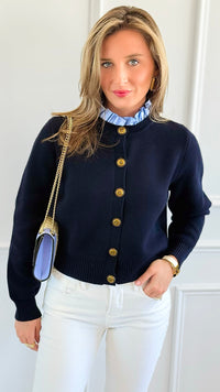 Chic Ruffle Button Down Cardigan-150 Cardigans/Layers-LALAVON-Coastal Bloom Boutique, find the trendiest versions of the popular styles and looks Located in Indialantic, FL