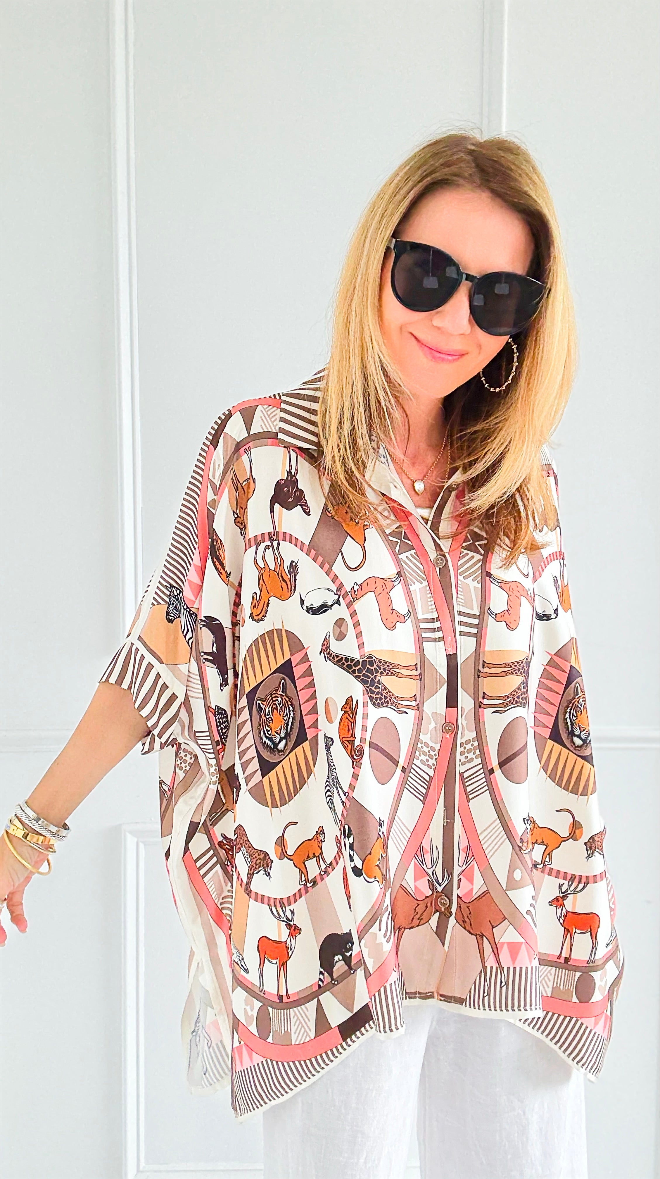 Animalia Halo Italian Button Down Top-110 short Sleeve Top-IT UNIQ-Coastal Bloom Boutique, find the trendiest versions of the popular styles and looks Located in Indialantic, FL