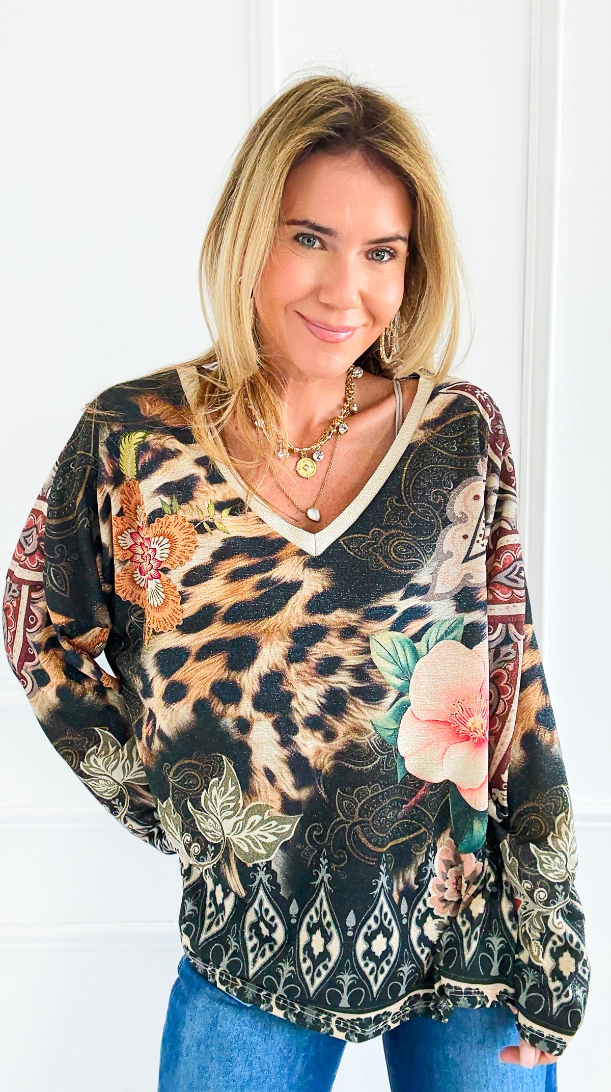 Mixed Media Italian Lurex Sweater-140 Sweaters-Italianissimo-Coastal Bloom Boutique, find the trendiest versions of the popular styles and looks Located in Indialantic, FL