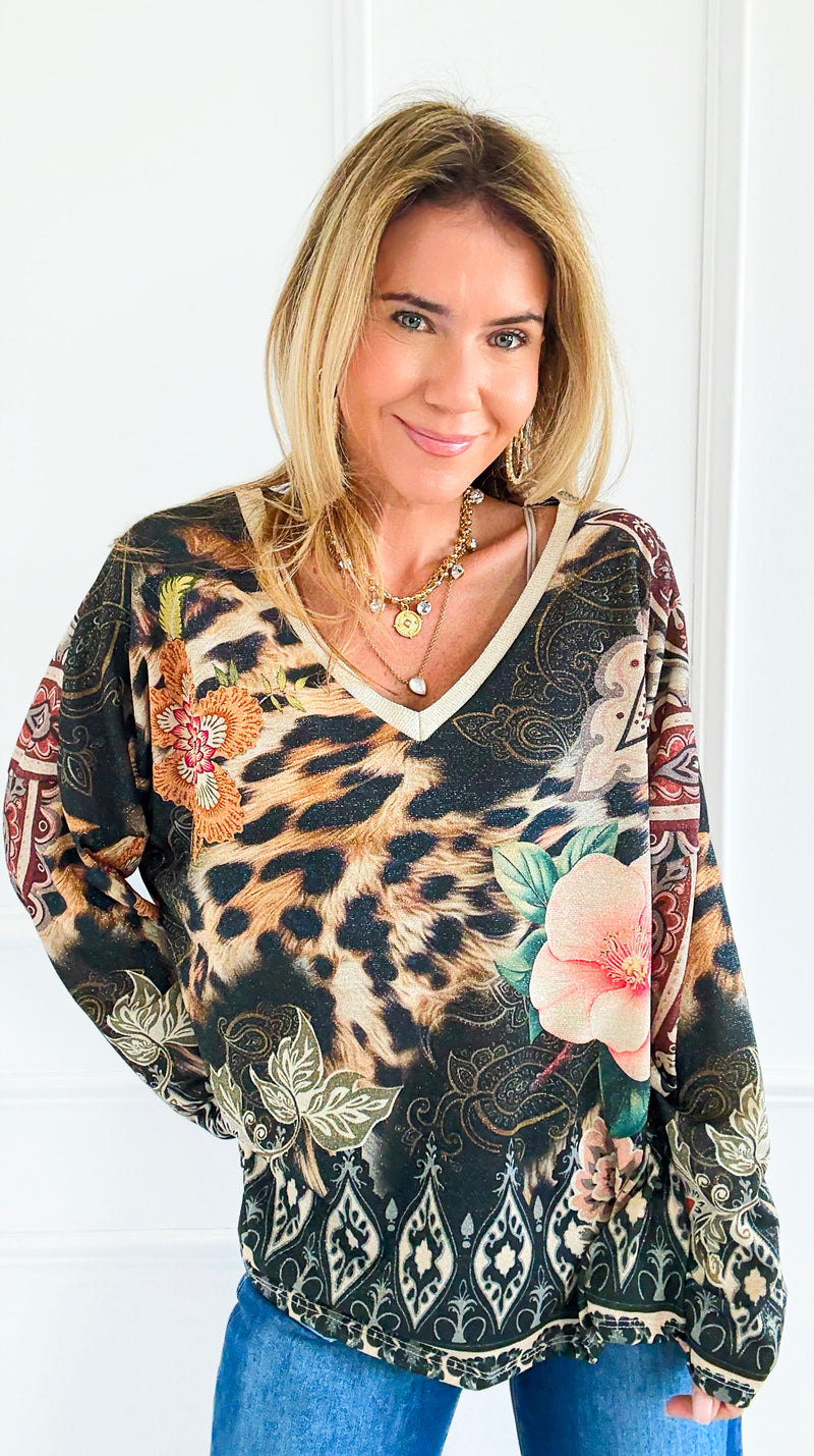 Mixed Media Italian Lurex Sweater-140 Sweaters-Italianissimo-Coastal Bloom Boutique, find the trendiest versions of the popular styles and looks Located in Indialantic, FL