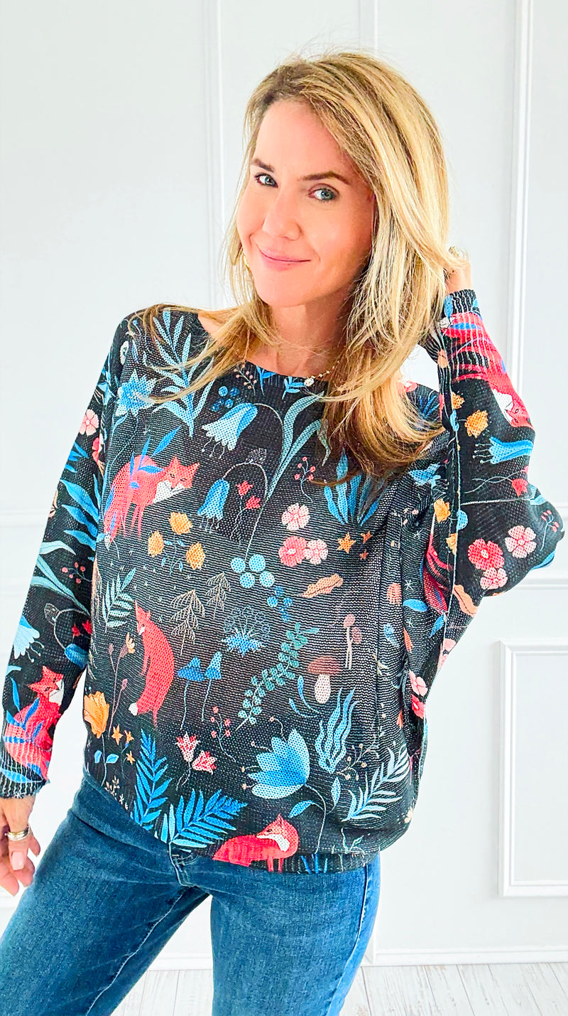 Nocturne Fox Italian St Tropez Sweater-140 Sweaters-Italianissimo-Coastal Bloom Boutique, find the trendiest versions of the popular styles and looks Located in Indialantic, FL