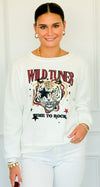 Wild Tunes Italian Fleece Sweatshirt-110 Long Sleeve Tops-Italianissimo-Coastal Bloom Boutique, find the trendiest versions of the popular styles and looks Located in Indialantic, FL