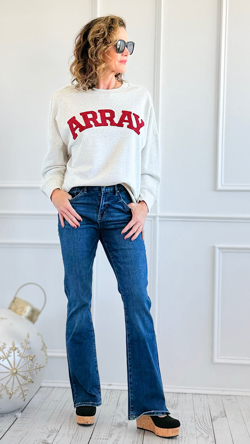 Word Play French Terry Sweatshirt-130 Long Sleeve Tops-White Birch-Coastal Bloom Boutique, find the trendiest versions of the popular styles and looks Located in Indialantic, FL