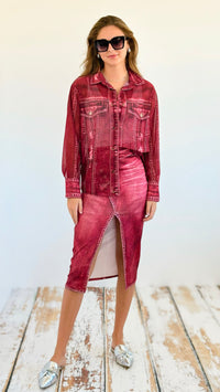 Crimson Crush Print Denim Set-210 Loungewear/Sets-Her Bottari-Coastal Bloom Boutique, find the trendiest versions of the popular styles and looks Located in Indialantic, FL